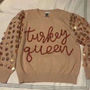 EUC Queen of Sparkles Turkey Queen Sweater Large